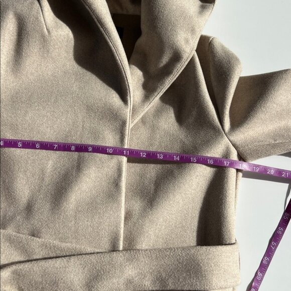 Zara Belted Soft Hooded Longline Coat Jacket Ecru scandi minimalist soft XS - Picture 11 of 16